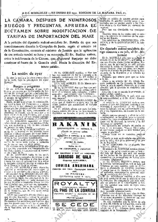 ABC MADRID 13-01-1932 página 21