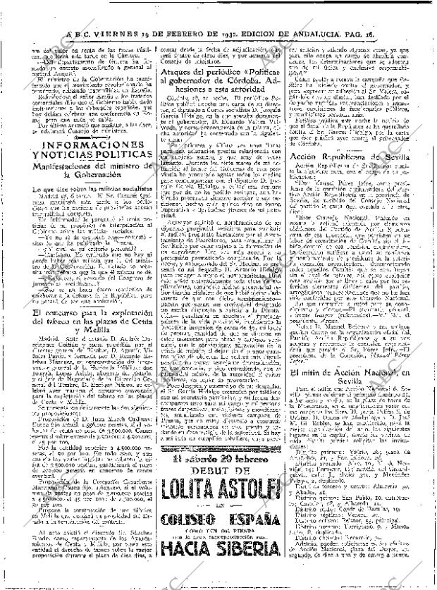 ABC SEVILLA 19-02-1932 página 16