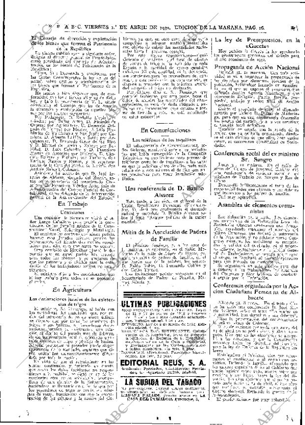 ABC MADRID 01-04-1932 página 16