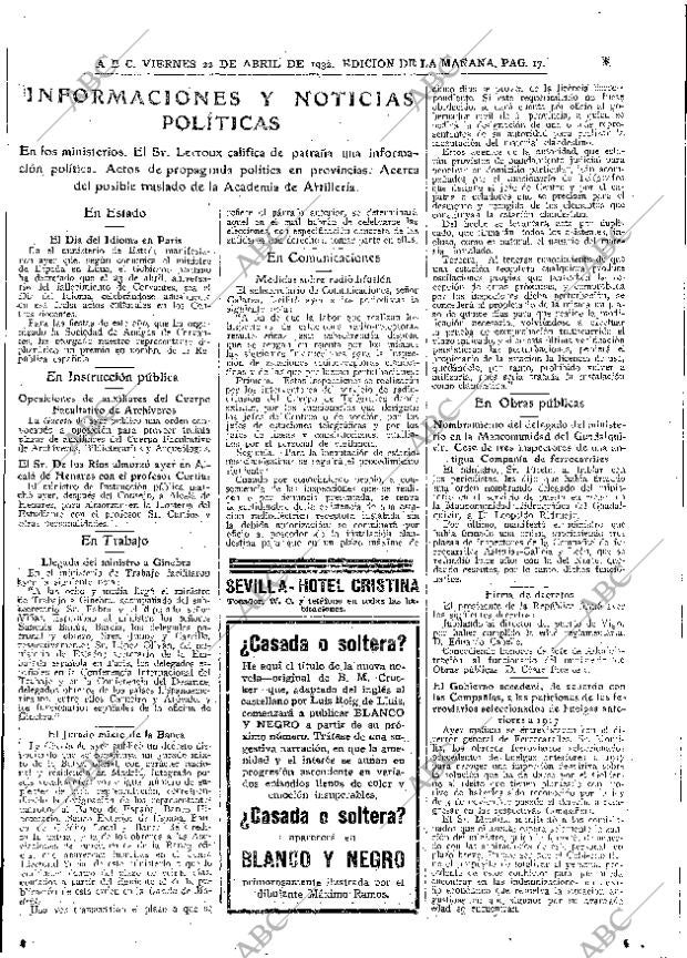 ABC MADRID 22-04-1932 página 17