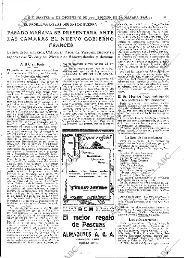 ABC MADRID 20-12-1932 página 21