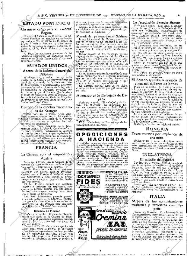 ABC MADRID 30-12-1932 página 30