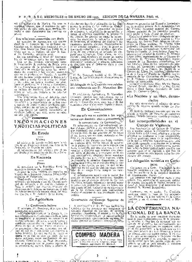 ABC MADRID 11-01-1933 página 16