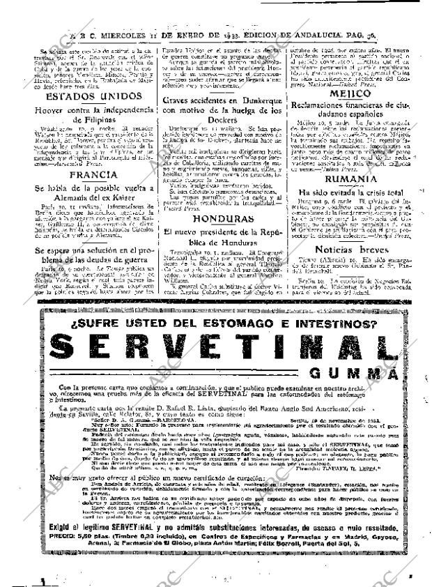 ABC SEVILLA 11-01-1933 página 36