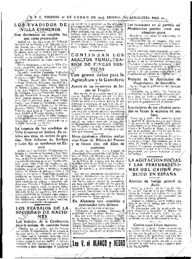 ABC SEVILLA 20-01-1933 página 20