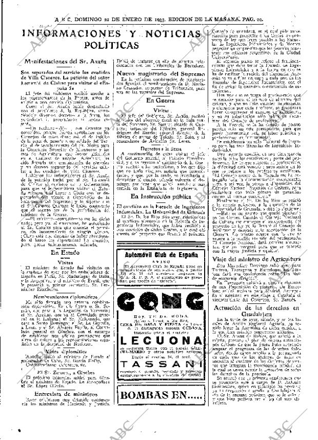 ABC MADRID 22-01-1933 página 29