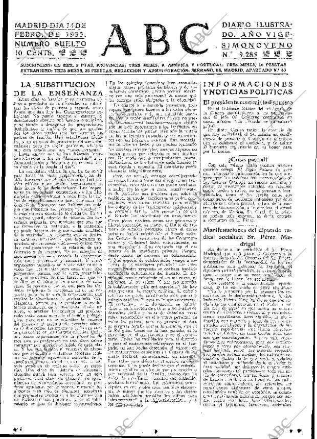ABC MADRID 14-02-1933 página 15