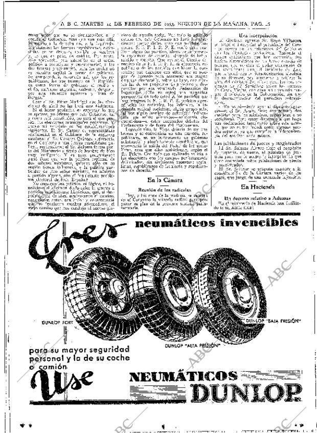 ABC MADRID 14-02-1933 página 16