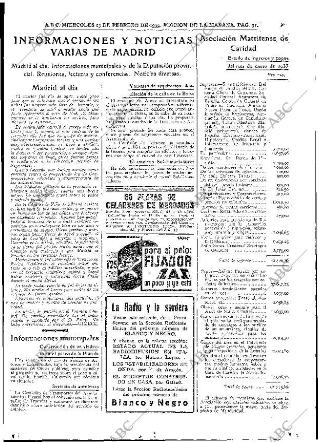 ABC MADRID 15-02-1933 página 37