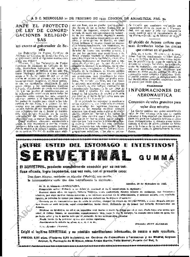 ABC SEVILLA 22-02-1933 página 30