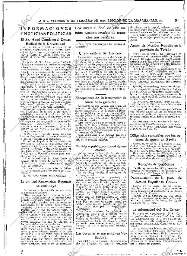 ABC MADRID 24-02-1933 página 18