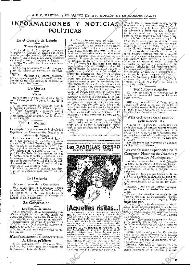ABC MADRID 14-03-1933 página 25