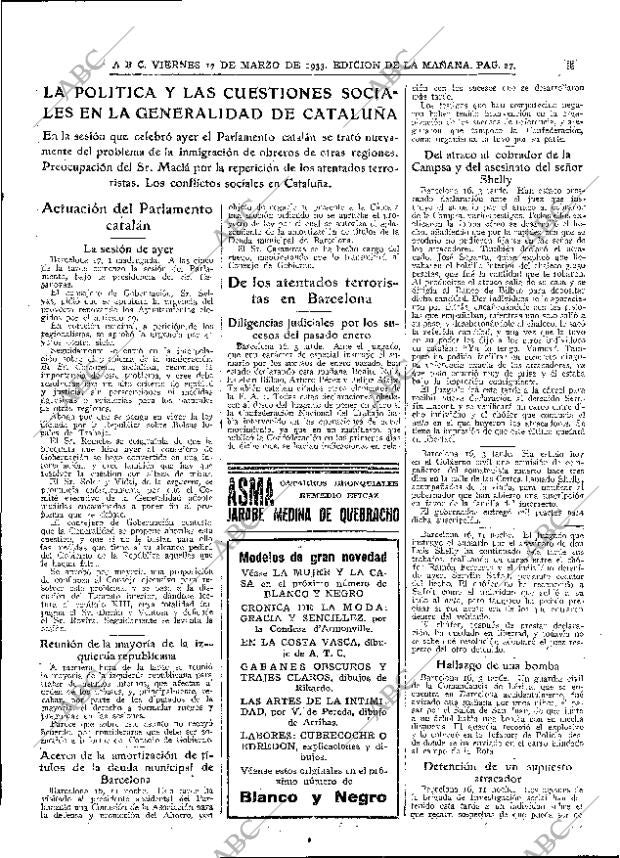 ABC MADRID 17-03-1933 página 27