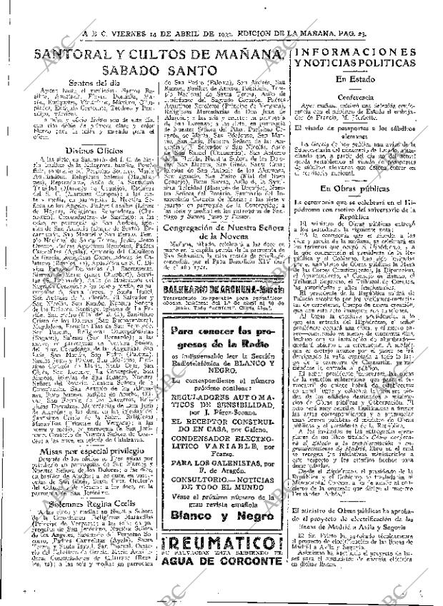 ABC MADRID 14-04-1933 página 23