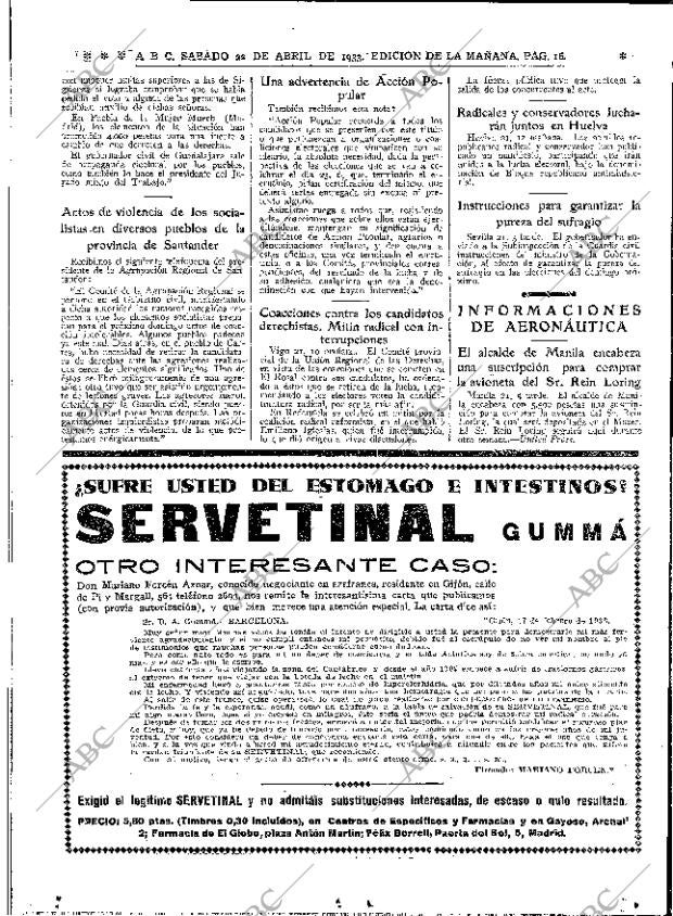 ABC MADRID 22-04-1933 página 16