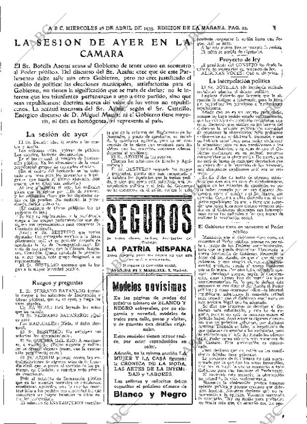 ABC MADRID 26-04-1933 página 23