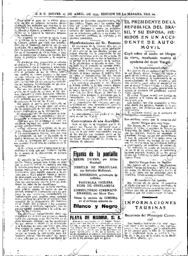 ABC MADRID 27-04-1933 página 20