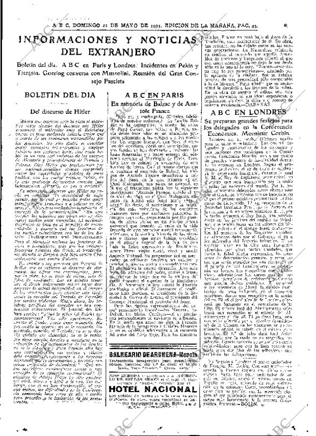 ABC MADRID 21-05-1933 página 45