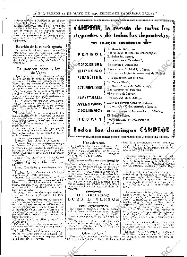 ABC MADRID 27-05-1933 página 21