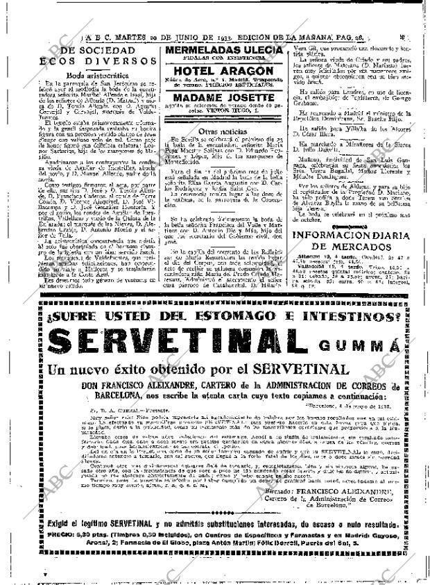 ABC MADRID 20-06-1933 página 28