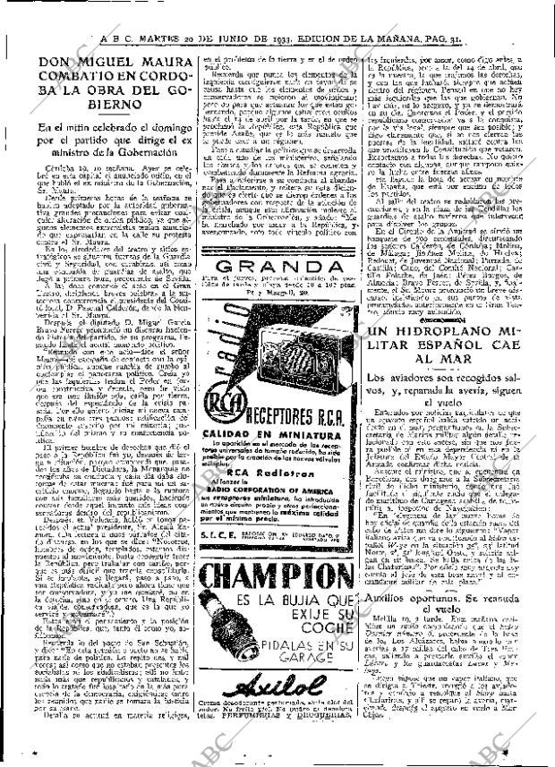 ABC MADRID 20-06-1933 página 31