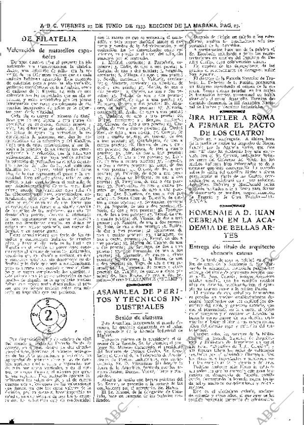 ABC MADRID 23-06-1933 página 27