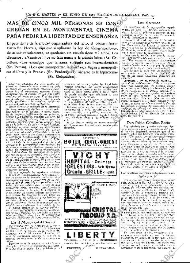 ABC MADRID 27-06-1933 página 19