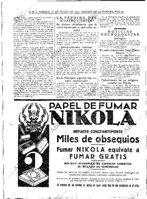 ABC MADRID 15-07-1933 página 20