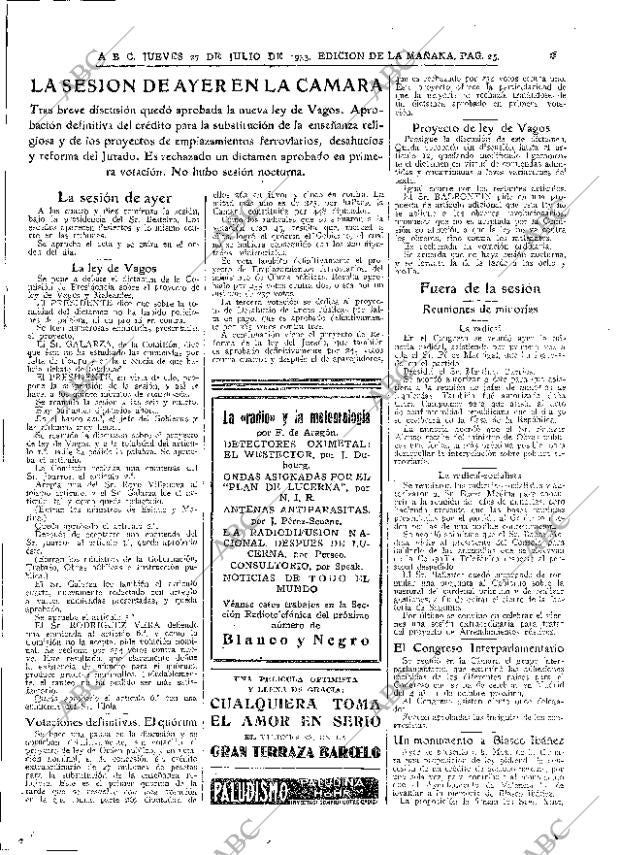 ABC MADRID 27-07-1933 página 25