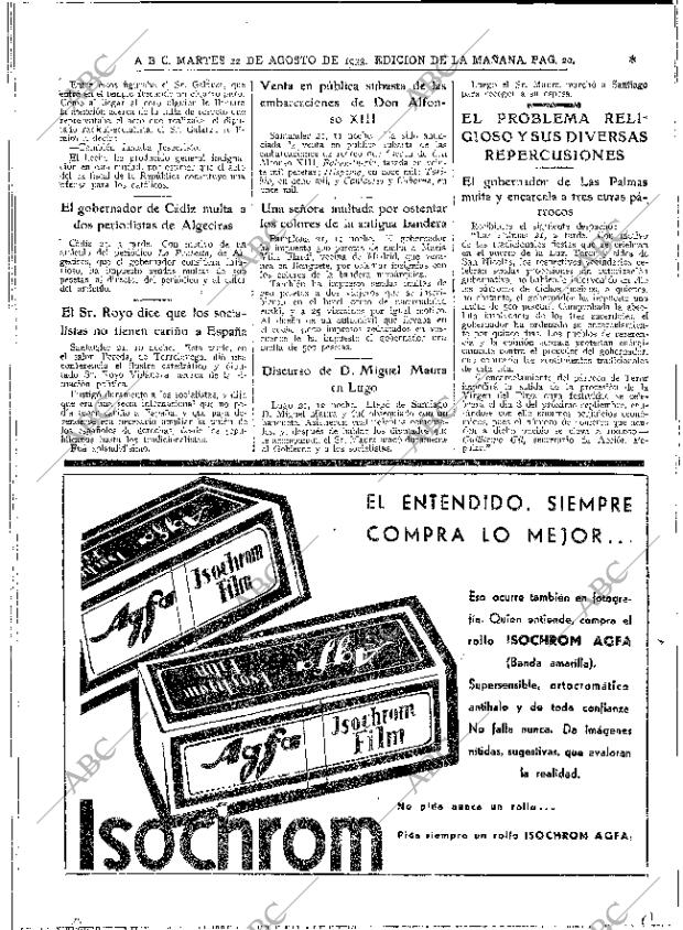 ABC MADRID 22-08-1933 página 20