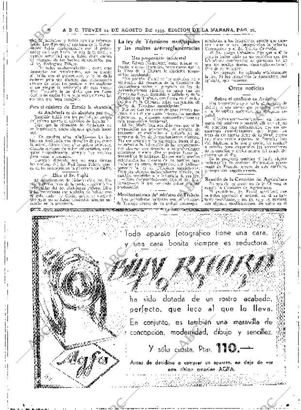 ABC MADRID 24-08-1933 página 16