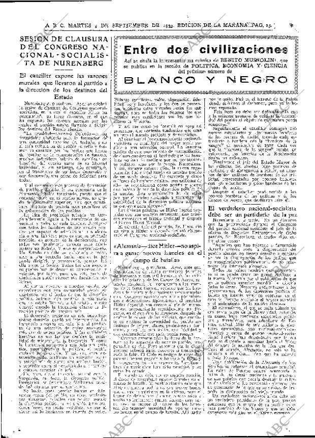 ABC MADRID 05-09-1933 página 25