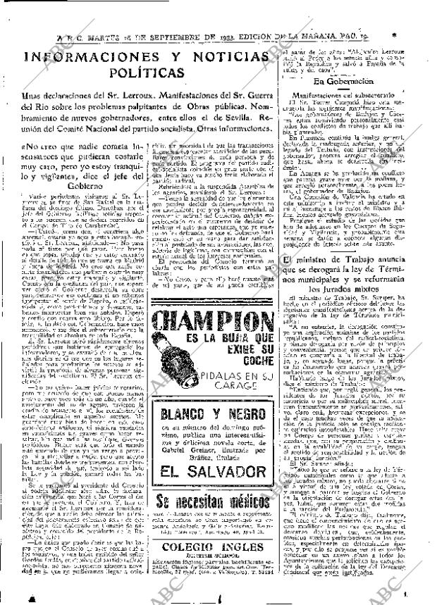 ABC MADRID 19-09-1933 página 19