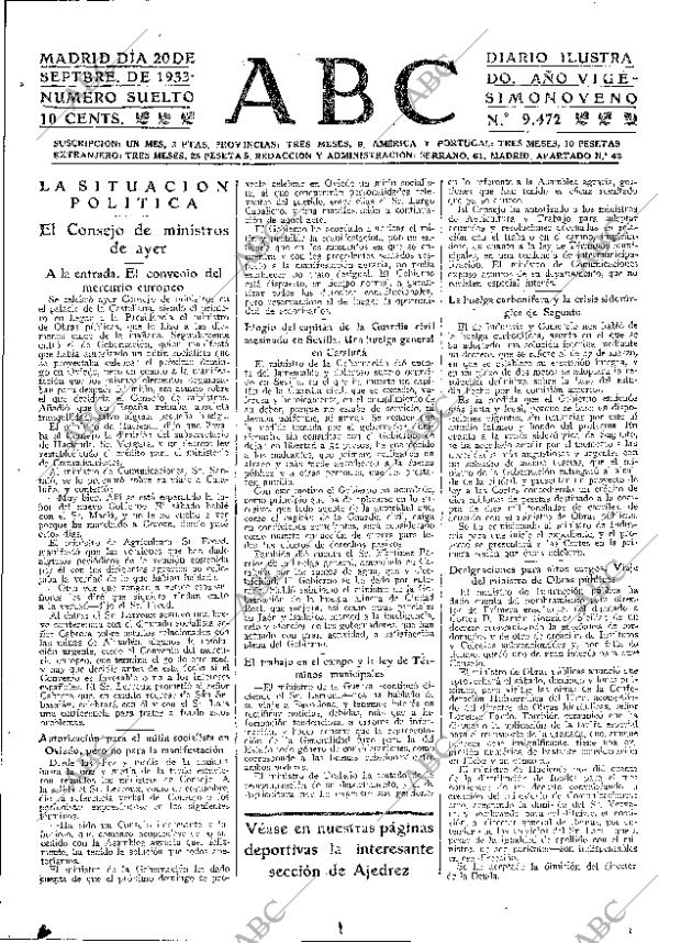 ABC MADRID 20-09-1933 página 15
