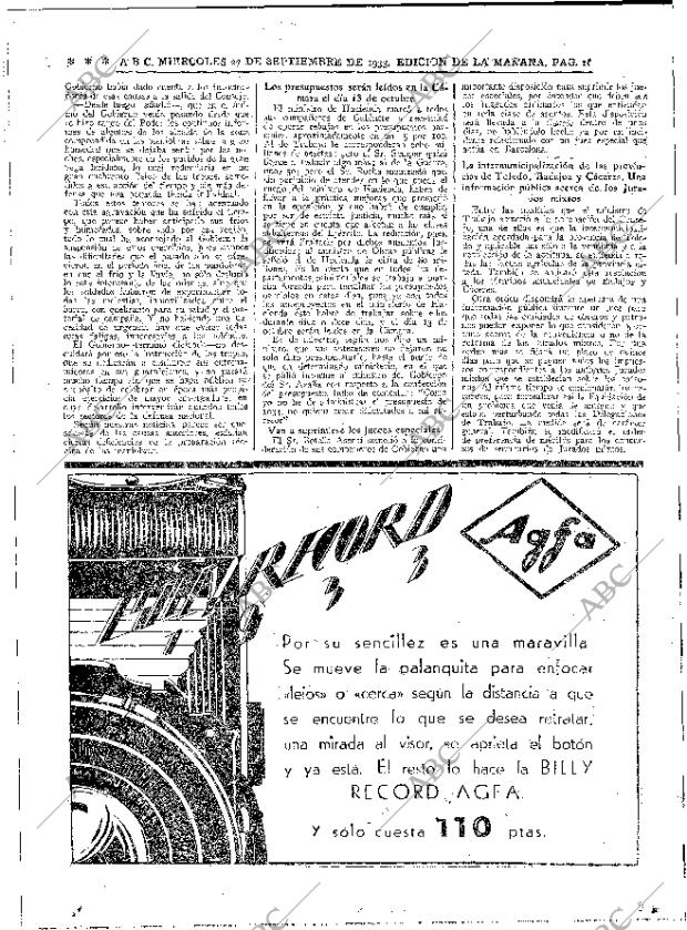 ABC MADRID 27-09-1933 página 16