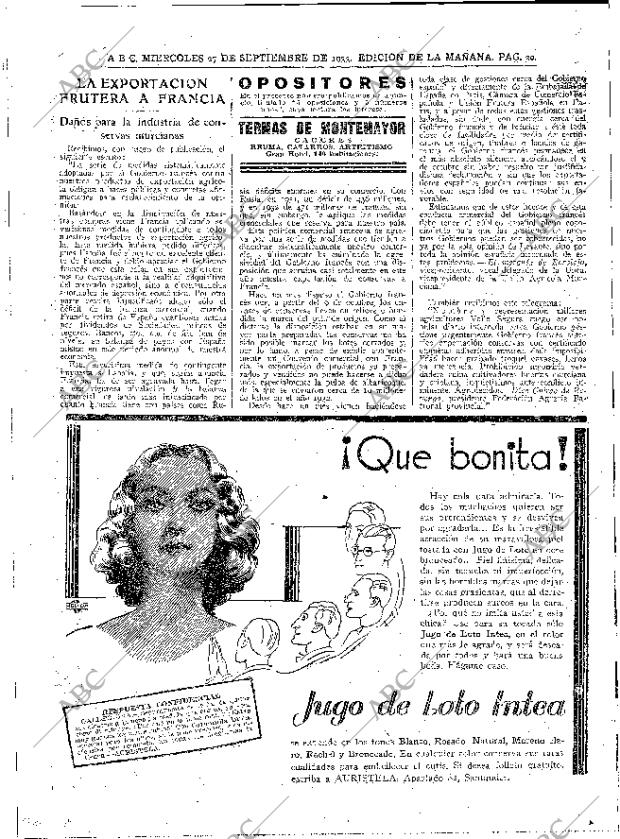 ABC MADRID 27-09-1933 página 20
