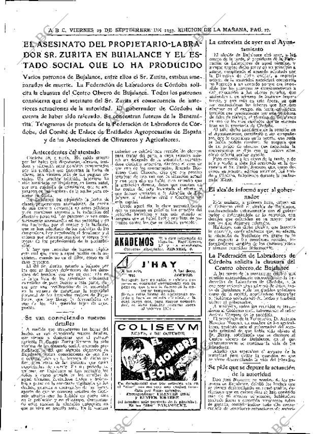 ABC MADRID 29-09-1933 página 27