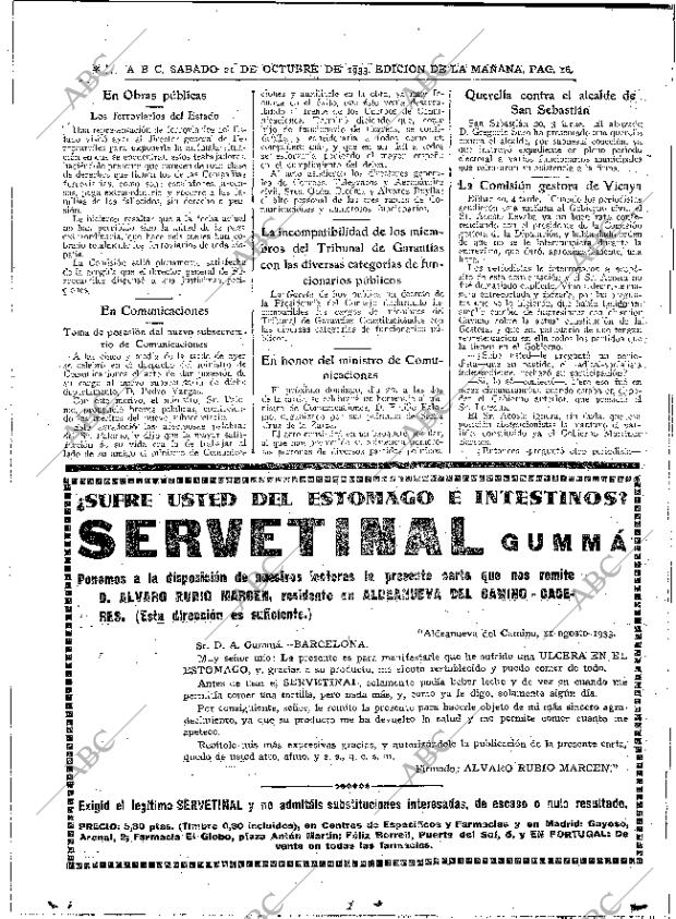 ABC MADRID 21-10-1933 página 16