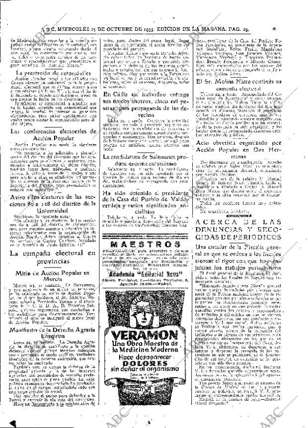 ABC MADRID 25-10-1933 página 19