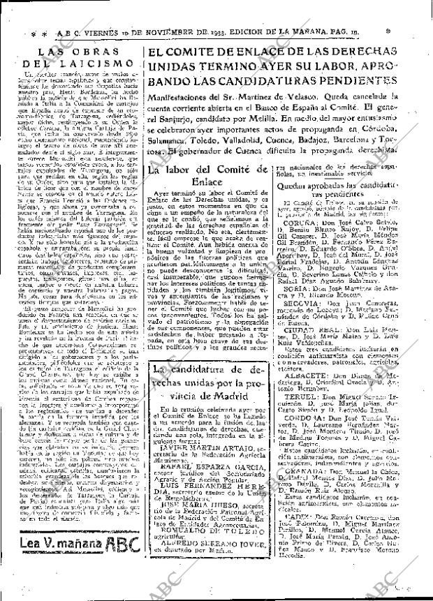 ABC MADRID 10-11-1933 página 19