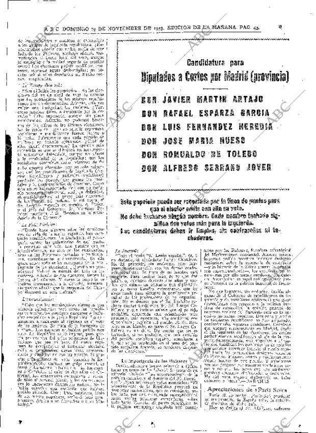 ABC MADRID 19-11-1933 página 43
