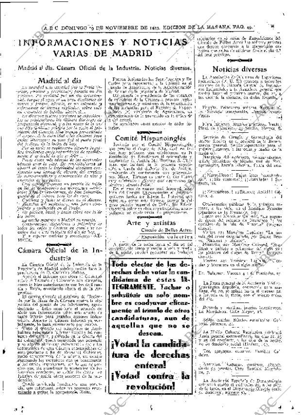 ABC MADRID 19-11-1933 página 49
