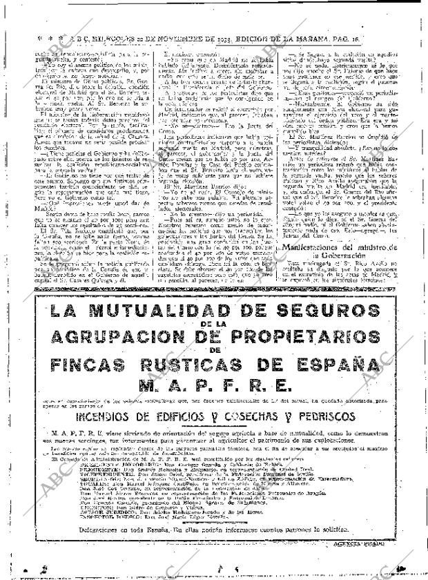 ABC MADRID 22-11-1933 página 16