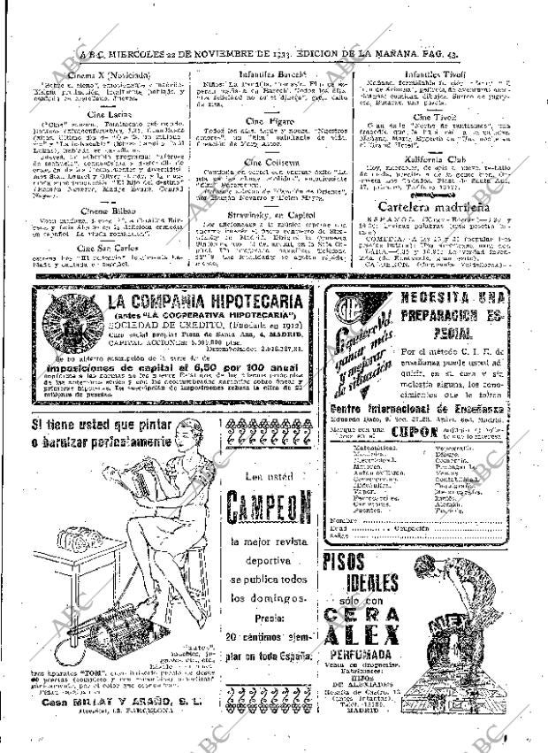 ABC MADRID 22-11-1933 página 43