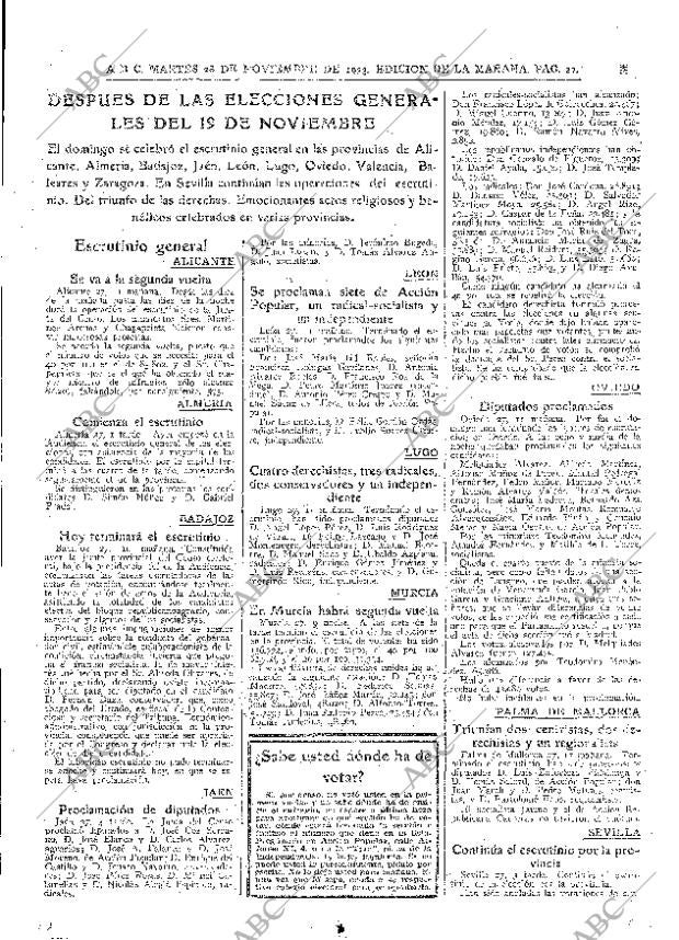 ABC MADRID 28-11-1933 página 27