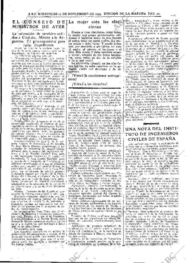 ABC MADRID 29-11-1933 página 27