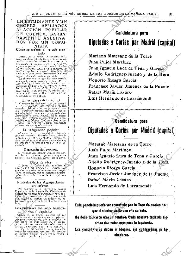 ABC MADRID 30-11-1933 página 21