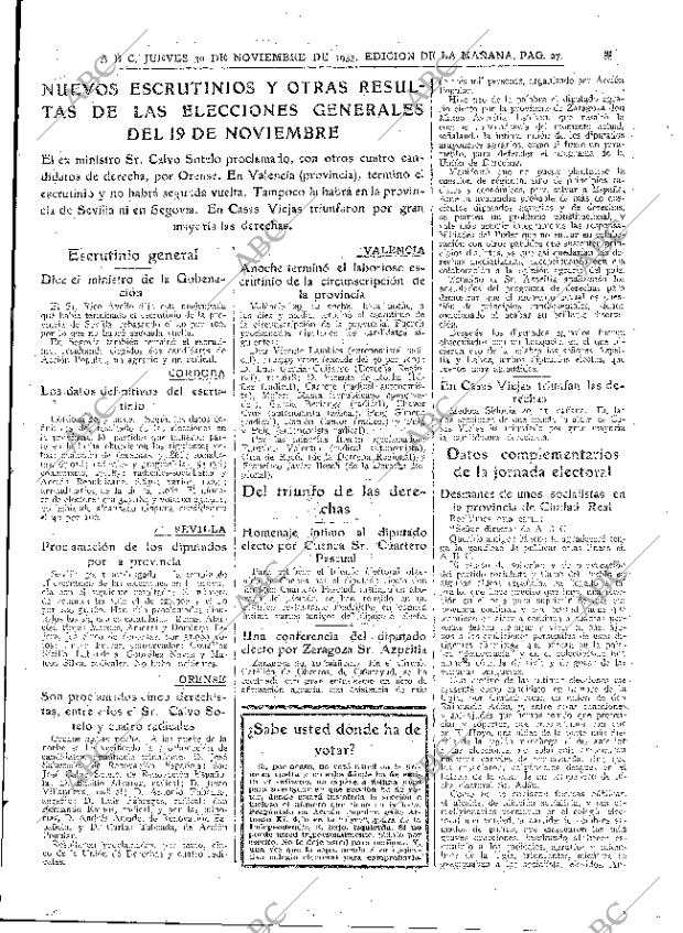 ABC MADRID 30-11-1933 página 27