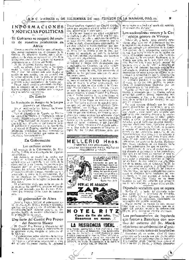 ABC MADRID 29-12-1933 página 27