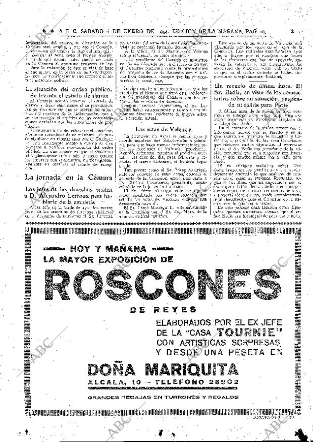 ABC MADRID 06-01-1934 página 16